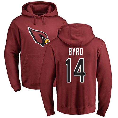 Arizona Cardinals Men Maroon Damiere Byrd Name And Number Logo NFL Football #14 Pullover Hoodie Sweatshirts